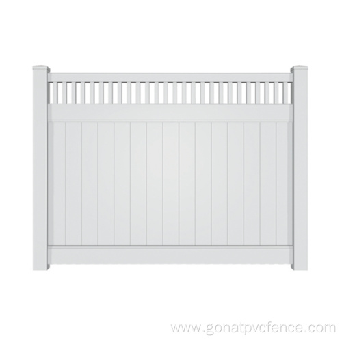 White PVC privacy fence panel with closed picket